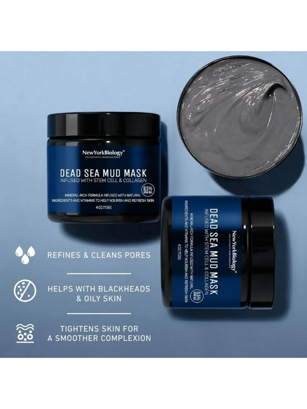 Revitalizing Dead Sea Mud Mask with Stem Cell & Collagen - 4 oz | Pore Refining
